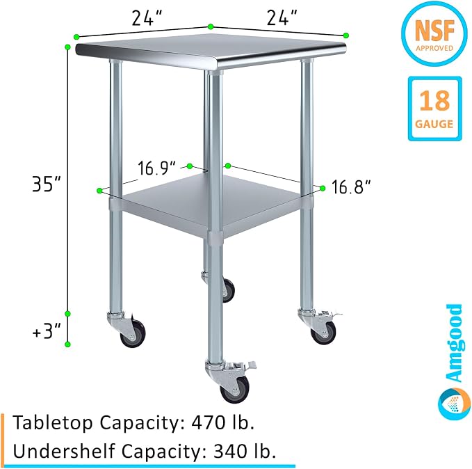 AmGood 24" x 24" Stainless Steel Work Table - Image 3