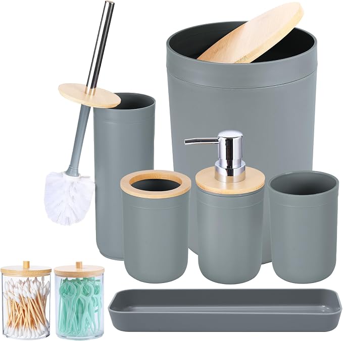 iMucci 9Pcs Grey Bathroom Accessories Set by DancingaColorfulLifeinSpiritualWorld