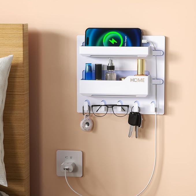 Bedside Shelf Wall Mount, Adhesive Bedside Shelf Accessories Organizer - Image 2