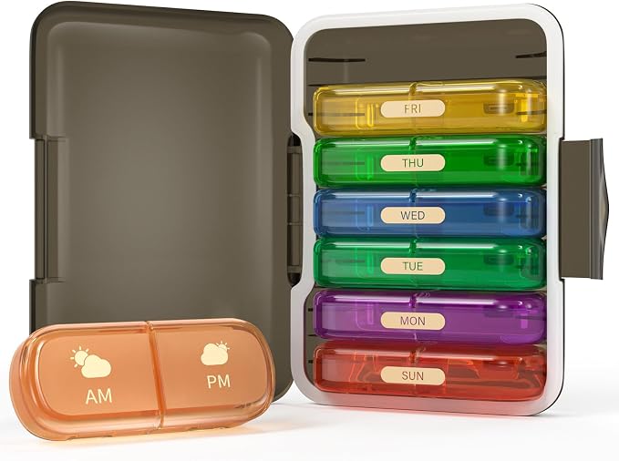 Weekly Pill Organizer 2 Times a Day, 7 Day Pill Box 2 Times, Portable - Image 8