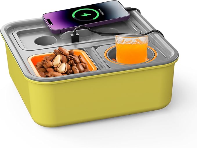 Couch Caddy Console, Self Balancing Cup Holder, Drink Snack Caddy, Wireless by Zigtiger