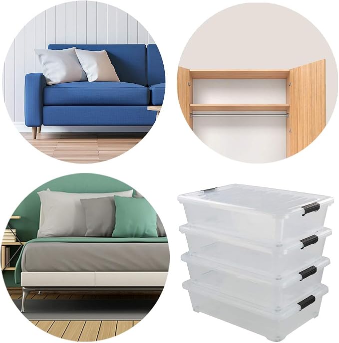 4-Pack 25 Quart Large Plastic Underbed Clothes Storage Containers Bins - Image 7