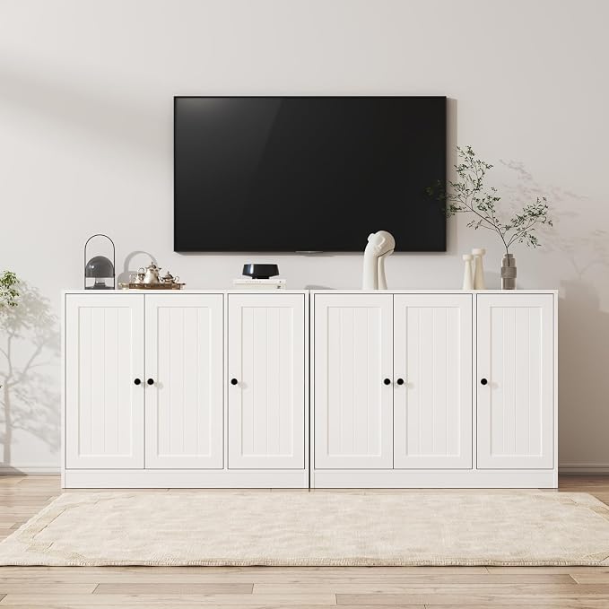 Buffet Cabinet with 3 Door, Kitchen Storage Sideboard with Adjustable Shelf - Image 8