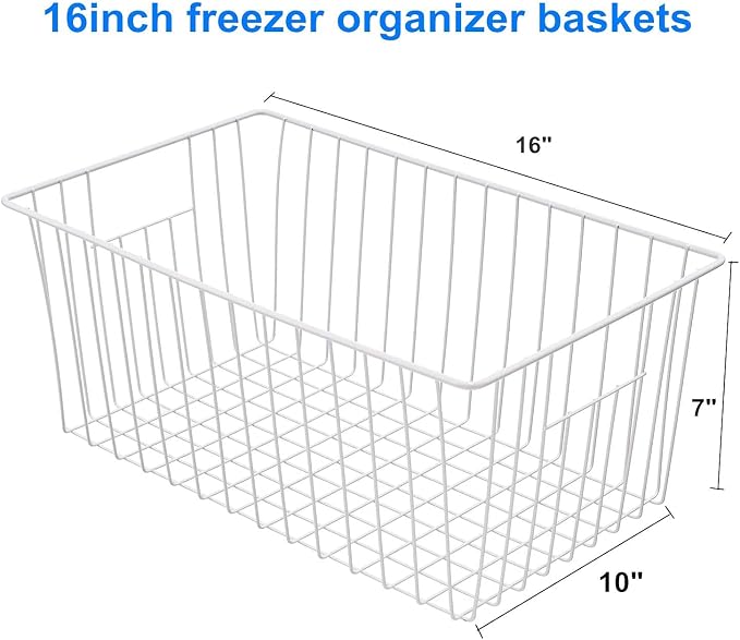 16" Upright Freezer Organizer Baskets, Wire Storage Bins Large Bakset - Image 3
