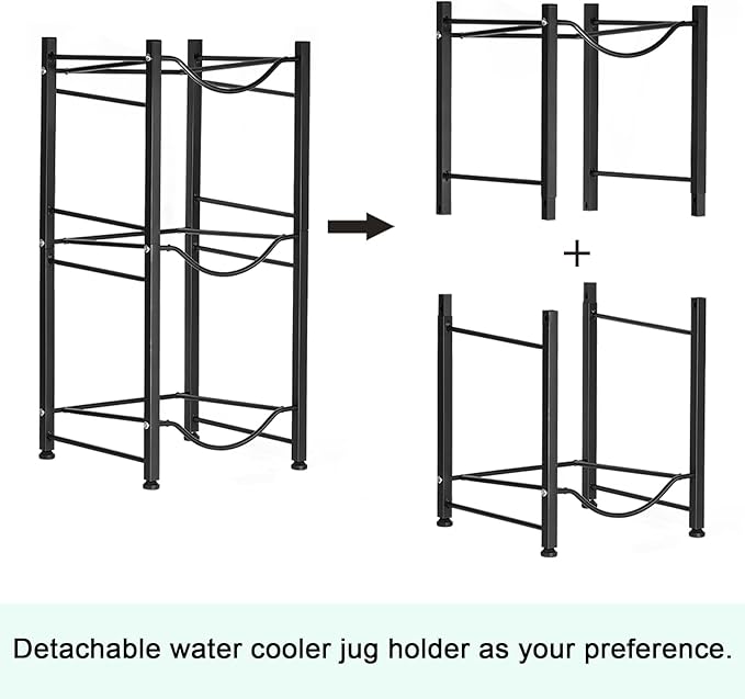smusei 5 Gallon Water Bottle Holder 3 Tier Water Cooler Jug Rack Shelf - Image 5