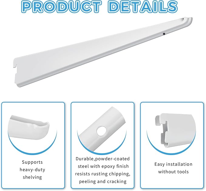 10 Pack 16.5‑Inch Adjustable Wire Shelf Brackets – Heavy‑Duty Double‑Track - Image 3
