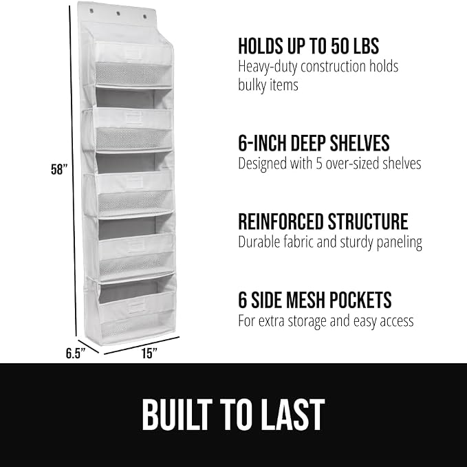 GORILLA GRIP Large Capacity Closet Organizer, 5 Deep Shelves, Holds 50lbs - Image 2