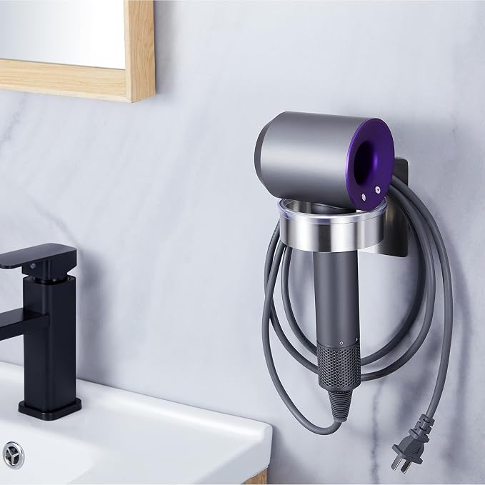 Blow Dryer Holder Wall Mounted, Hair Dryer Holder Stand Adhesive, Bathroom Hair - Image 4