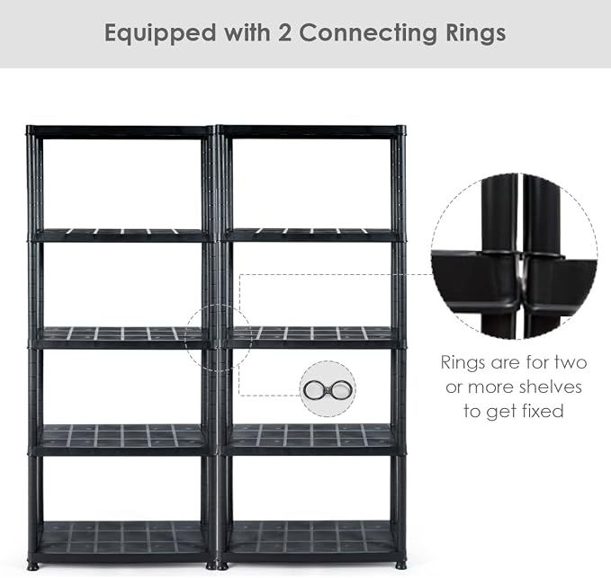 IRONMAX 5-Tier Plastic Shelving Unit, No Tools Required, Free Standing Storage - Image 5