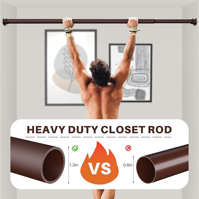 Closet Rod - Closet Rods for Hanging Clothes, 17 to 53 inch Adjustable Closet - Image 3