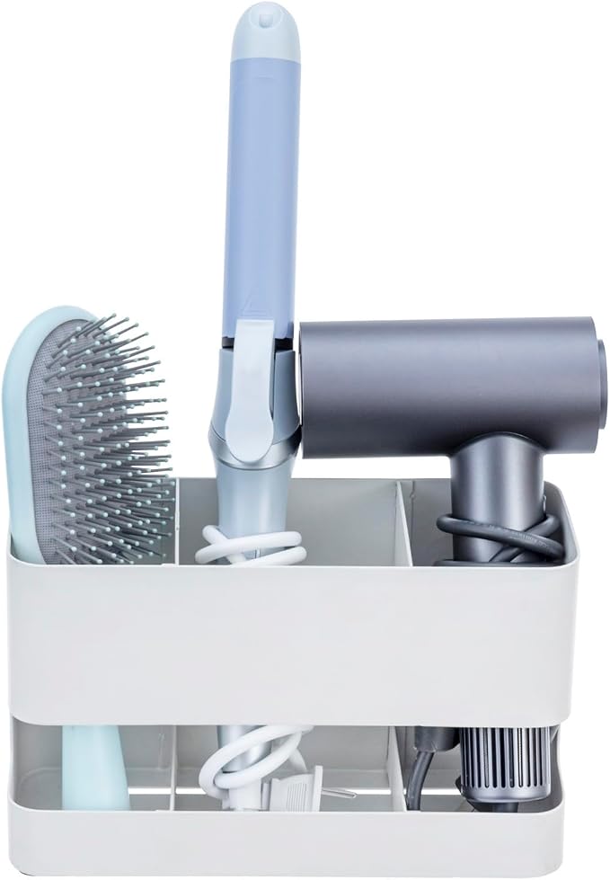 MyGift Modern Wall Mounted White Metal Hair Styling Tools and Accessories Heat - Image 4