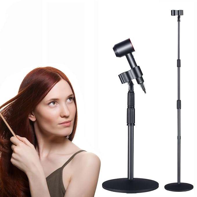 Hair Dryer Holder Hands Free 59in/150cm Height Adjustable Blower Stand by TAYUQEE