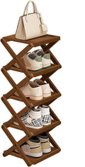 YYW Flat Bamboo Shoe Rack for Entryway, Installation-Free and Folding Vertical by YYW