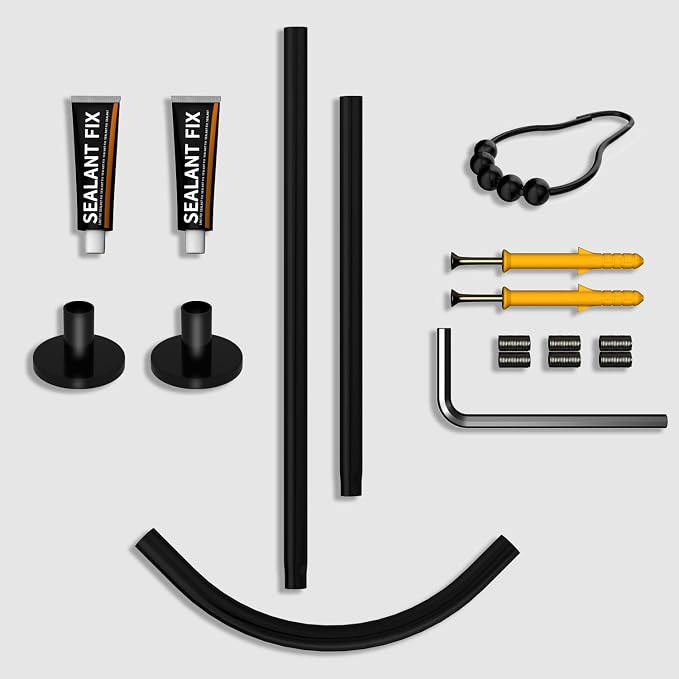Adjustable Corner Shower Curtain Rod L Shaped Black Stretchable 304 Stainless - Image 7