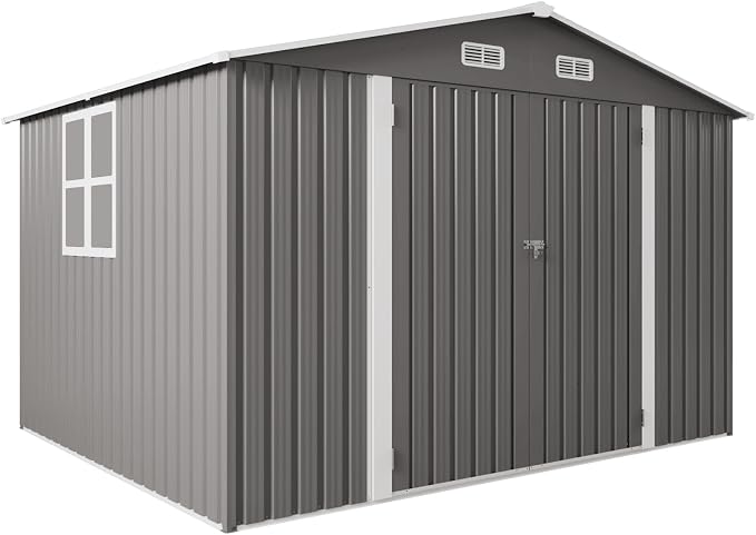 Metal Storage Shed, 10 X 8 FT Lockable Outdoor Tool Shed by Dithoko