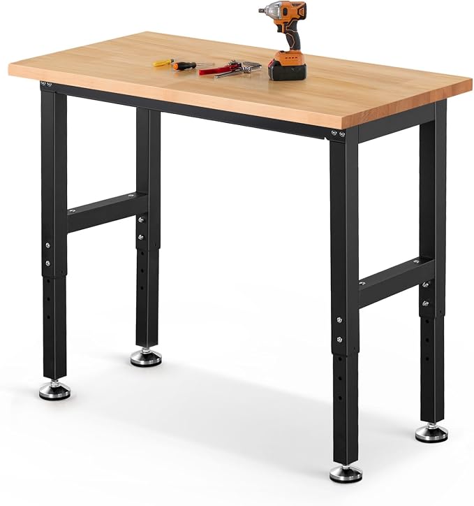 Work Bench 41 Inch Workbench for Garage Adjustable Height Heavy Duty Work Table by ENJOYWOOD