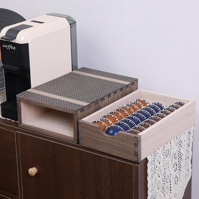 Coffee Pod Holders 1-Layer 1-Drawer Dark Brown - Image 9