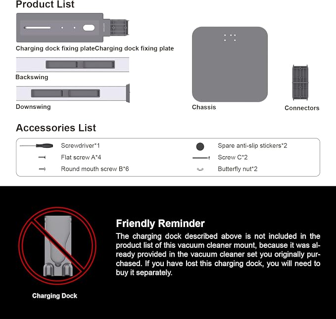 Vacuum Stand for Dyson with Foldable Storage Hooks and Heavy-Duty Carbon Steel - Image 2
