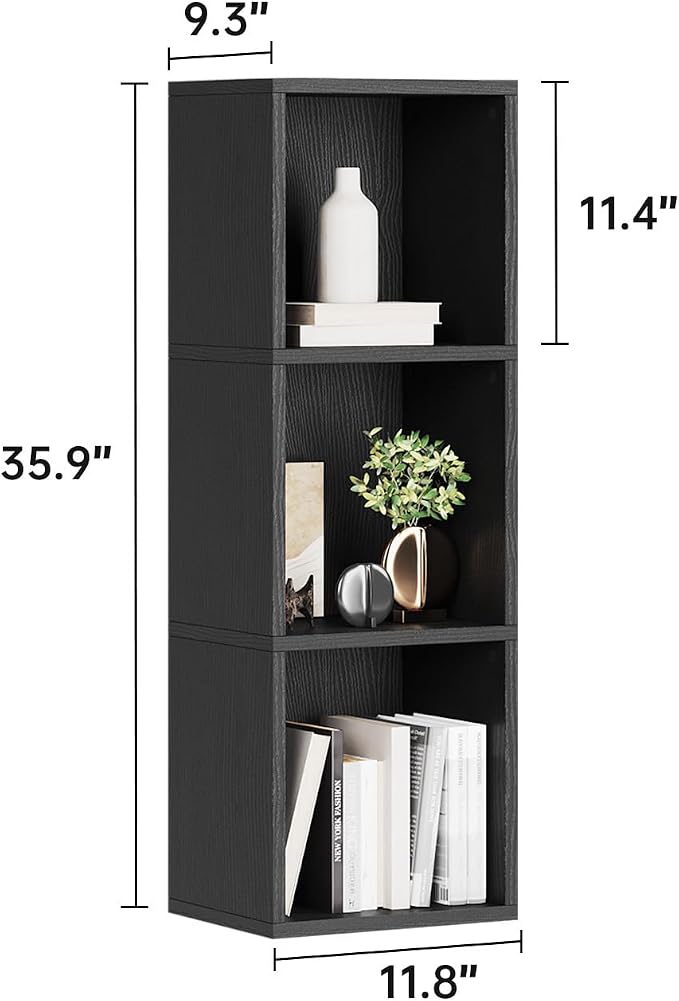 oneinmil Small Narrow Bookshelf, 3-Tier Cube Display Rack, Modern Corner - Image 3