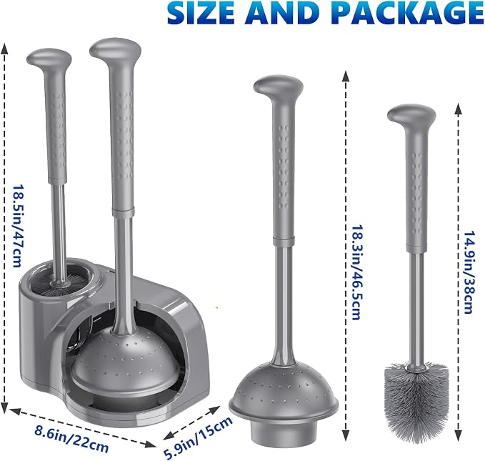 Toilet Brush and Plunger Set: 2-in-1 Heavy Duty Toilet Plunger and Bowl Brush - Image 6