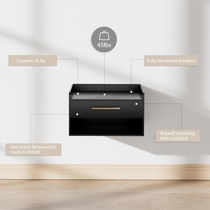 Bamboo Floating Nightstand - Image 3