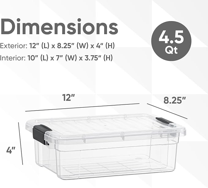 Superio Clear Storage Box with Lid, 4.5 Quart Plastic Container Bins - Image 2