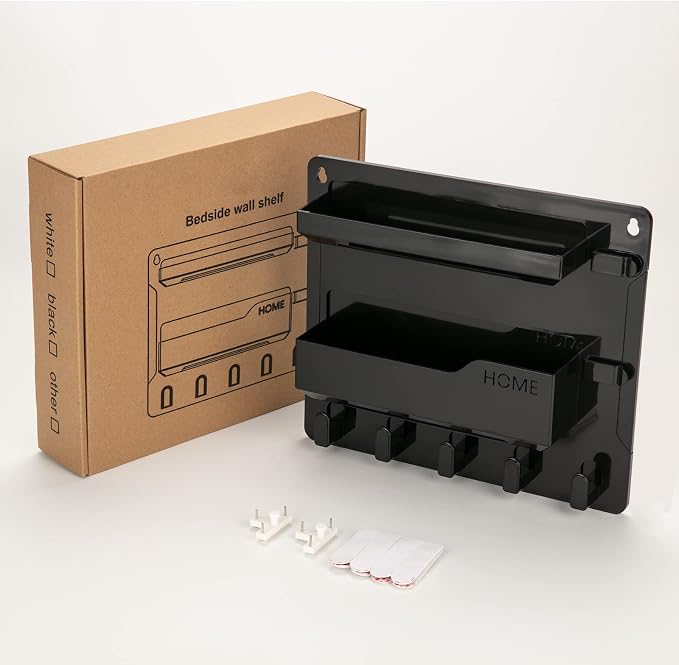 Bedside Wall Mount Shelf, Adhesive Bedside Organizer - Image 7