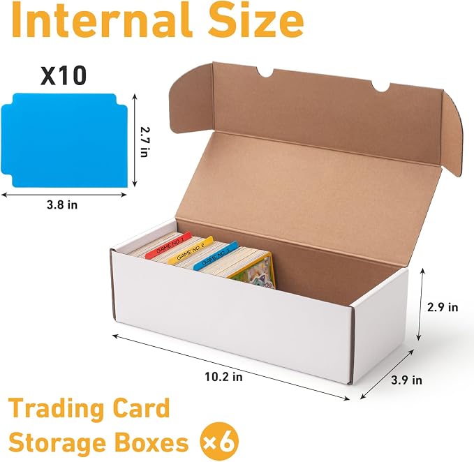 6 Pack Trading Card Storage Box, Cardboard Sports Game Card Storage Collector - Image 2