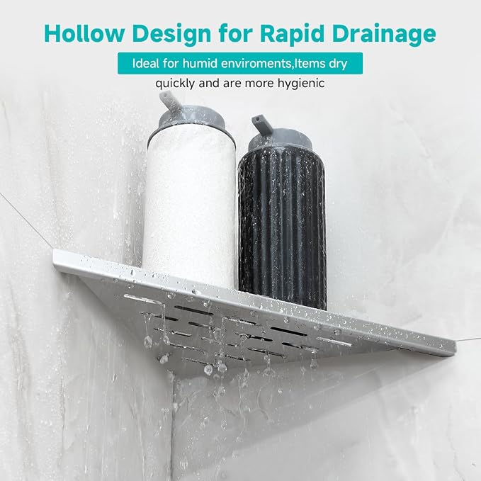 2-Pack 10" Wall Mounted Corner Shower Shelf - Image 7