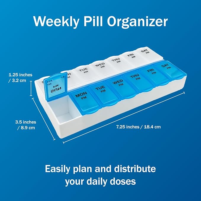 Amazon Basic Care AM/PM Pill Organizer, Vitamin Case, And Medicine Box - Image 2