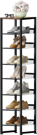 8 Tiers Vertical Shoe Rack, Corner Shoe Storage Organizer, Narrow Shoe Tower by Lifenite
