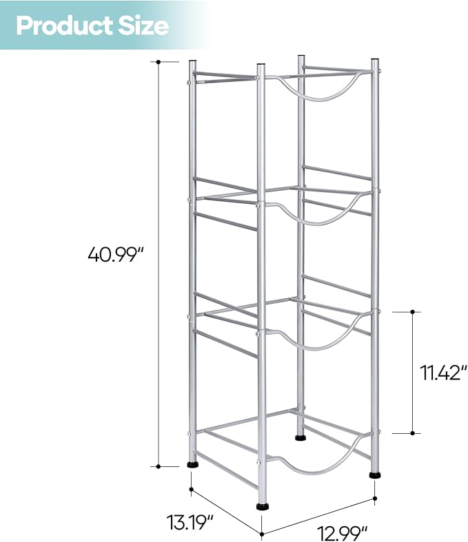 SEHERTIWY 5 Gallon Water Jug Holder, 4-Tier Heavy Duty Bottle Holder Storage - Image 3