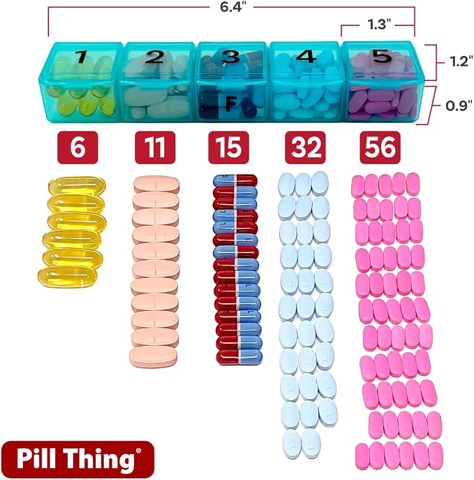 5 Times a Day Weekly Pill Box Organizer Case, Secure 7 Day Pillbox - Image 4