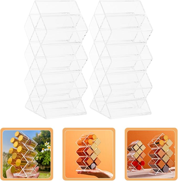 Unomor 2Pcs Clear Acrylic Lipstick Holder Desktop Makeup Organizer - Image 8