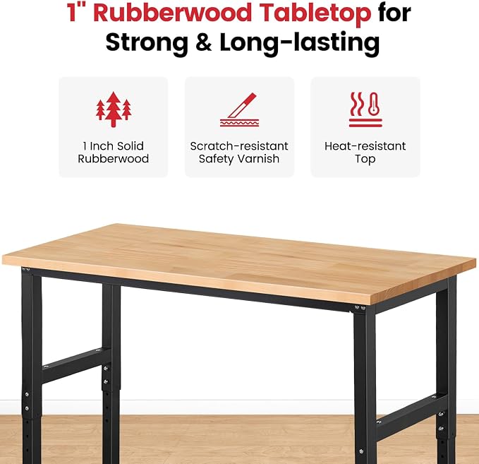 Work Bench for Garage Workbench Adjustable Height Work Table for Shop - Image 3