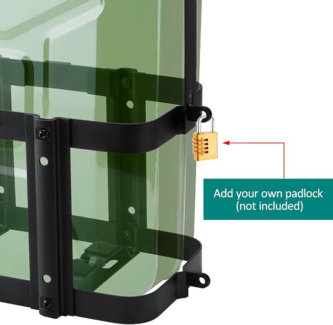 Lockable Jerry Gas Can Holder & Mount Bracket Set - Image 2