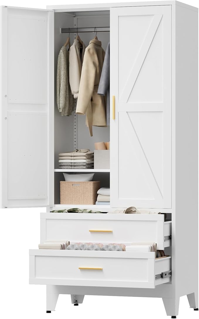 71" Tall Metal Wardrobe Cabinet by LCAOPC