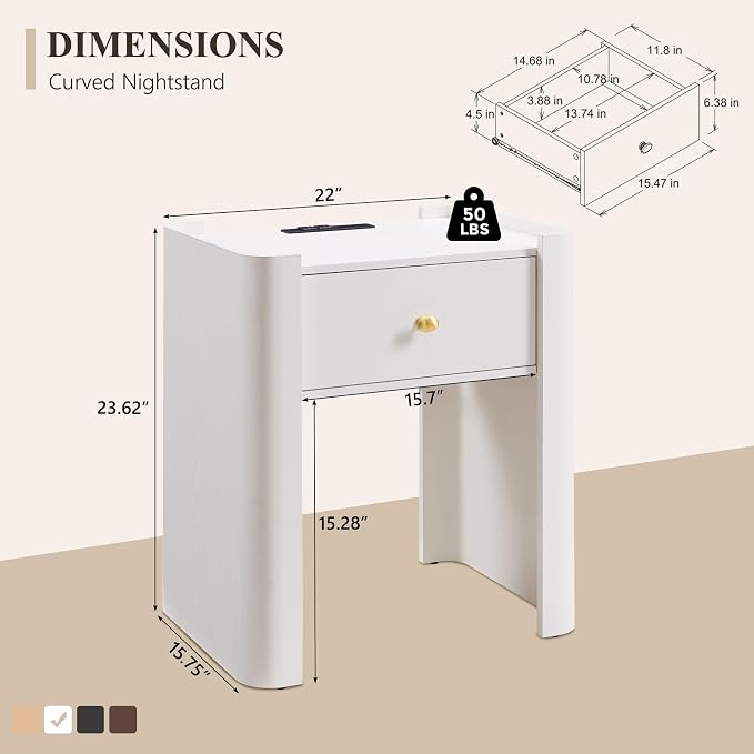 23.6" Tall Modern Nightstand - Image 2