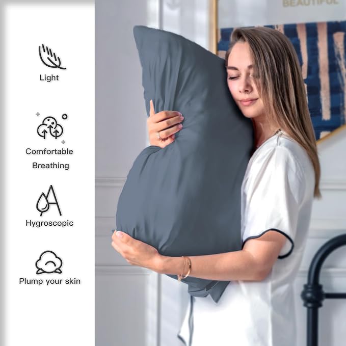 Silk Pillow Cases 2 Pack Soft Breathable and Sliky Queen Size Pillow Cases Set - Image 3