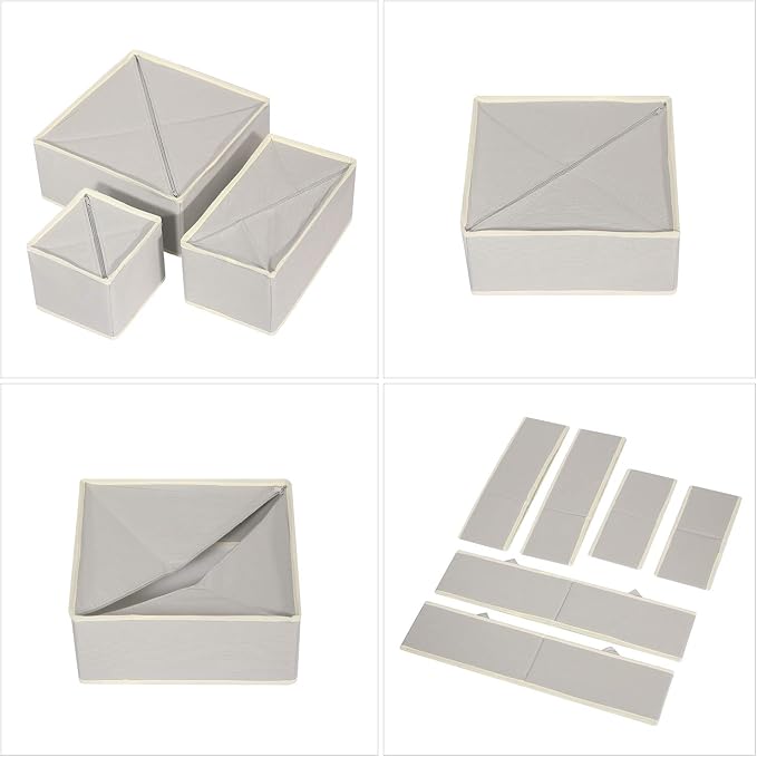 6 Pack Foldable Drawer Organizer Dividers Cloth Storage Box Closet Dresser - Image 3