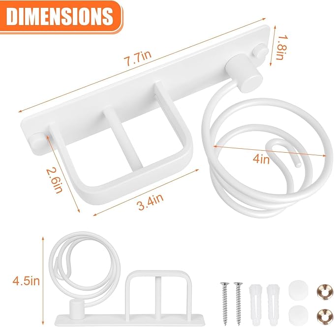 YUET Hair Dryer Holder Hairdryer Straightener Station Wall Mounted Metal Spiral - Image 5