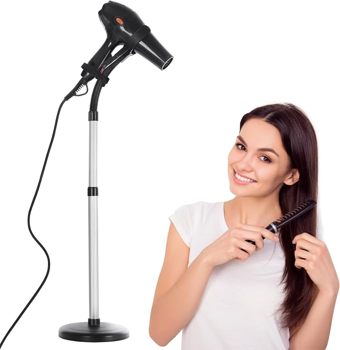 Erytlly Hair Dryer Stand Hands Free 360-Degree Rotating Adjustable Height Metal by ERYTLLY