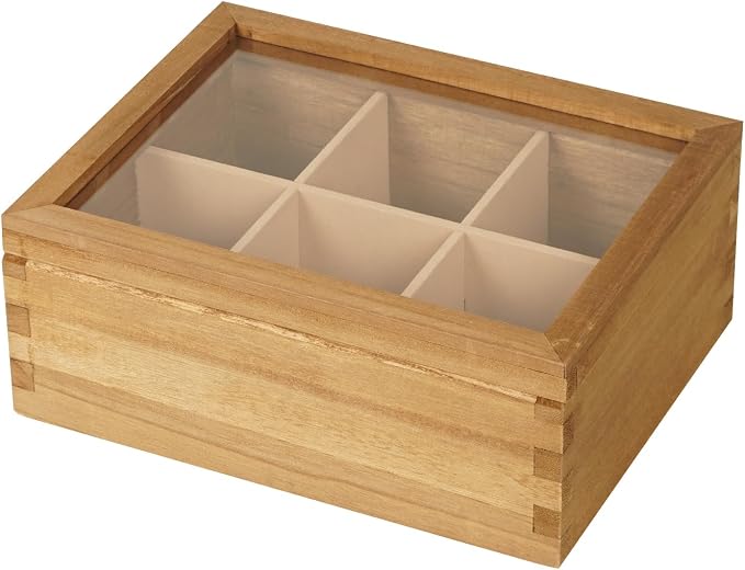 Wood Tea Bag Organizer, 6 Compartment Multi-Functional Tea Box and Storage by LlTOPWP
