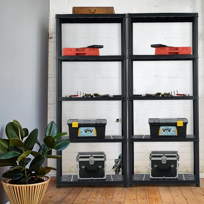 IRONMAX 5-Tier Plastic Storage Shelves, Light Duty Storage Shelving Unit - Image 2