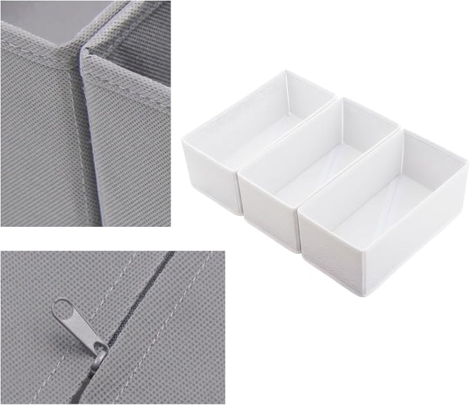Sock Underwear Drawer Organizer 3-Pack Raw White - Image 3