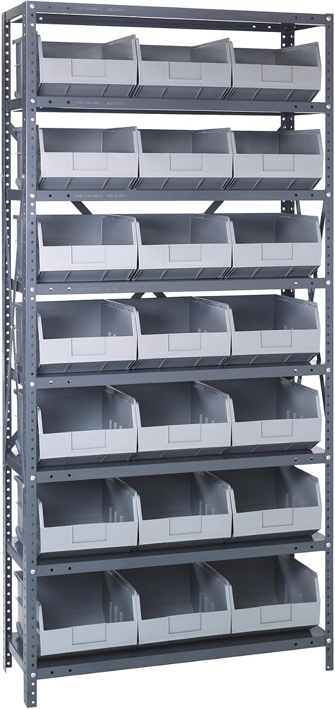 QUANTUM STORAGE SYSTEMS 1875-465GY Solid Heavy Duty 8 Shelves 21 Stackable by QuantumStorageSystems