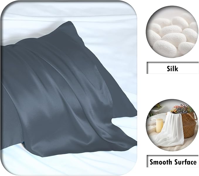 Silk Pillow Cases 2 Pack Soft Breathable and Sliky Queen Size Pillow Cases Set - Image 2