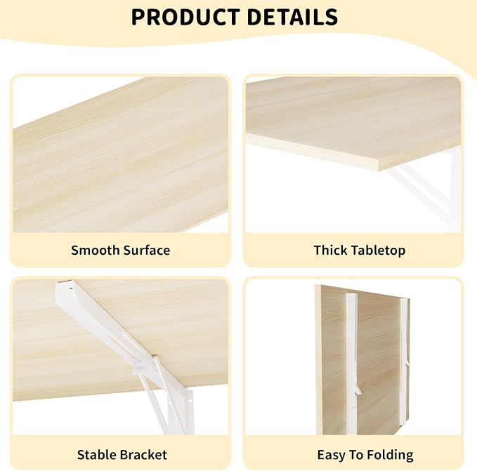 GOYLSER Wall Mounted Folding Kitchen Table Desk - Image 6