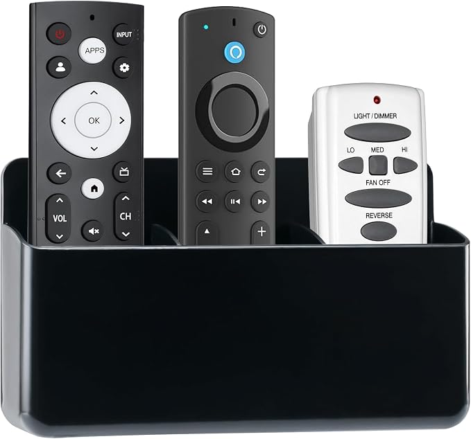 3 Slot Remote Control Holder, TV Remote and Wall Pen Storage Accessories by VACONICO