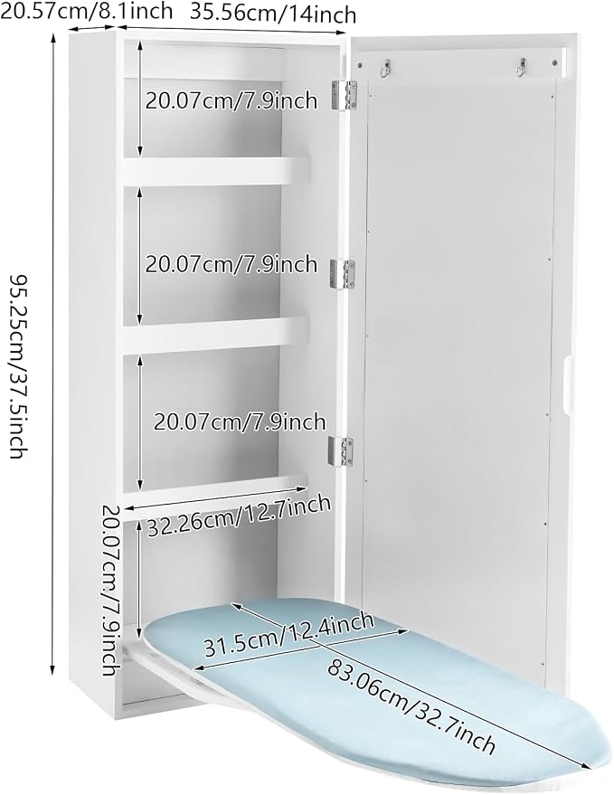 Wall Mounted Ironing Board Cabinet, Swiveling Ironing Board - Image 2